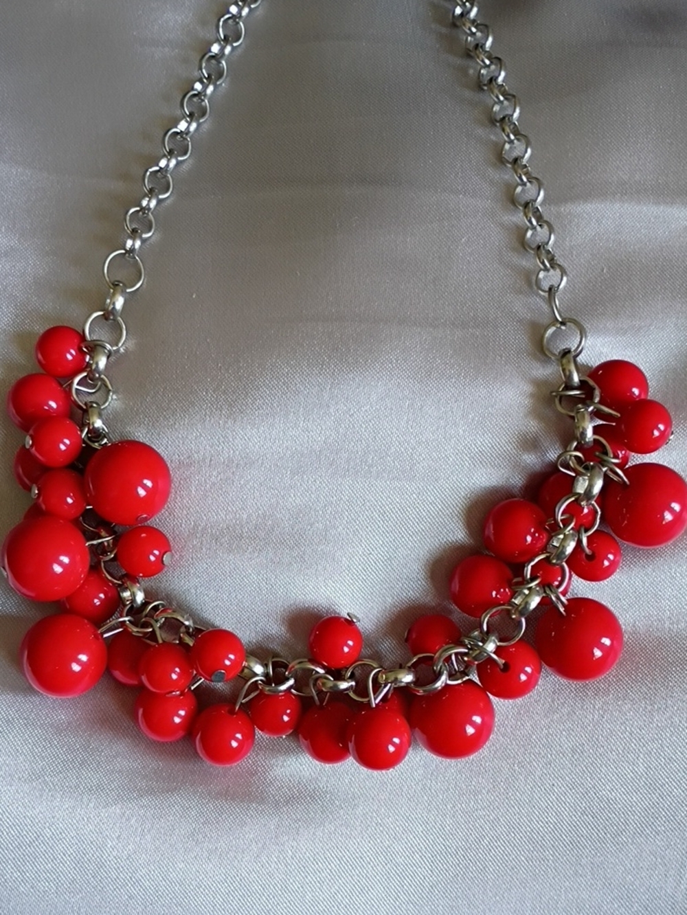 Red Cluster Bead Necklace - Women Jewelry